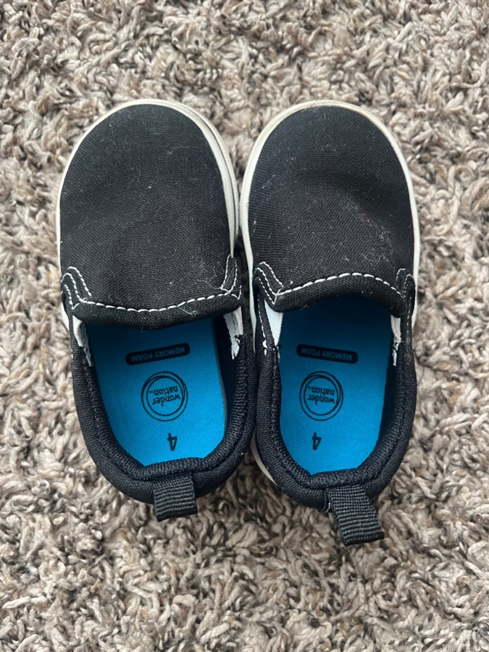 wonder nation Black Canvas Slip-On Sneakers with Blue Insole